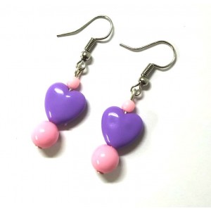 Детские серьги Сердце (фиолетовый)